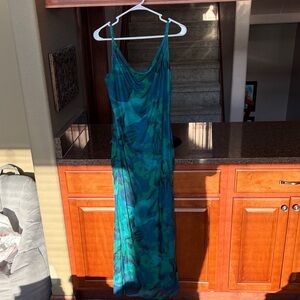 BEAST FASHION Vibrant Blue and Green Maxi Dress